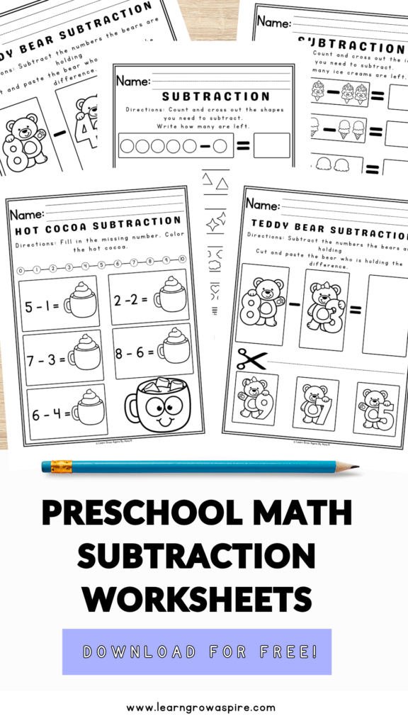 Preschool math subtraction pdf