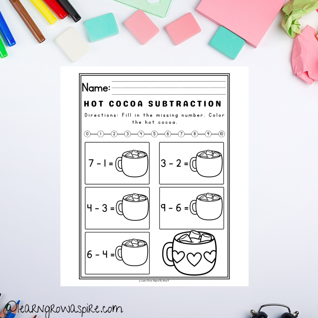 Preschool math subtraction worksheets pdf free