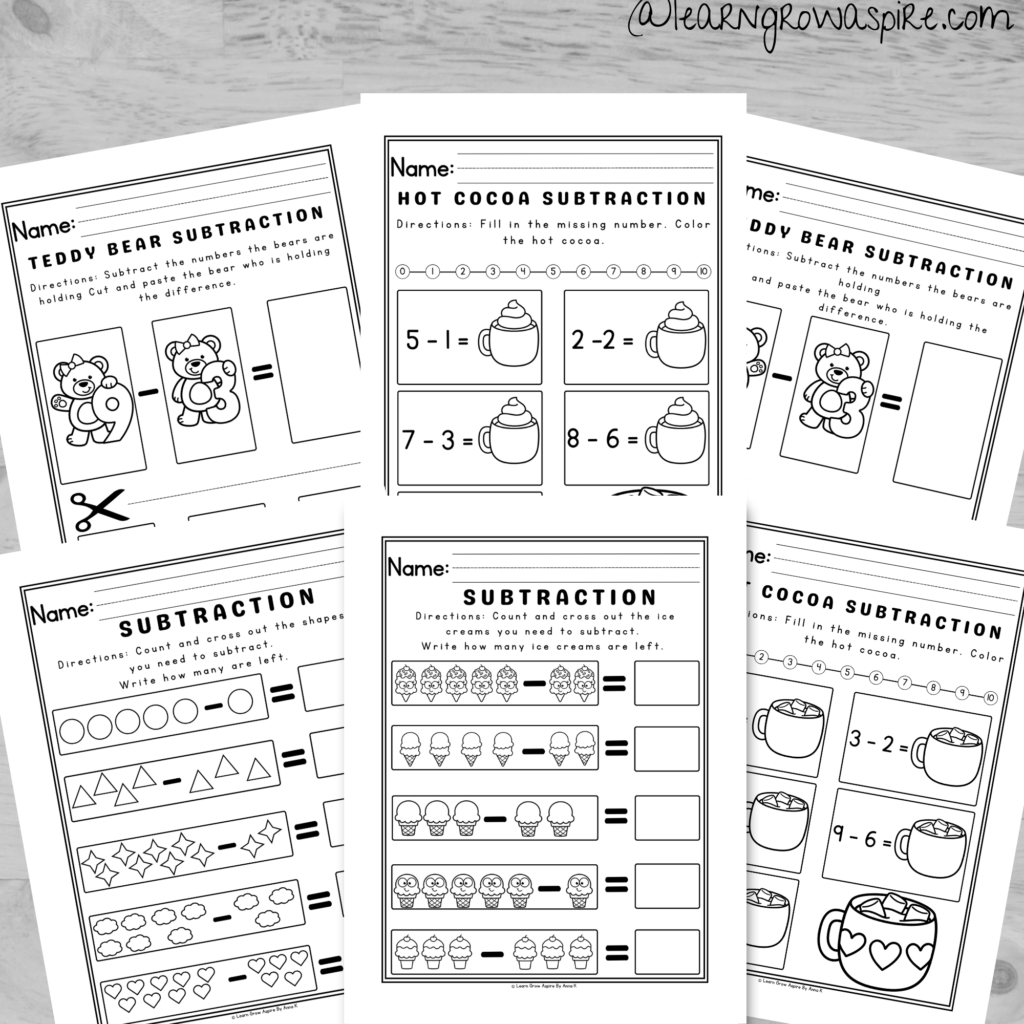 Preschool math subtraction pdf