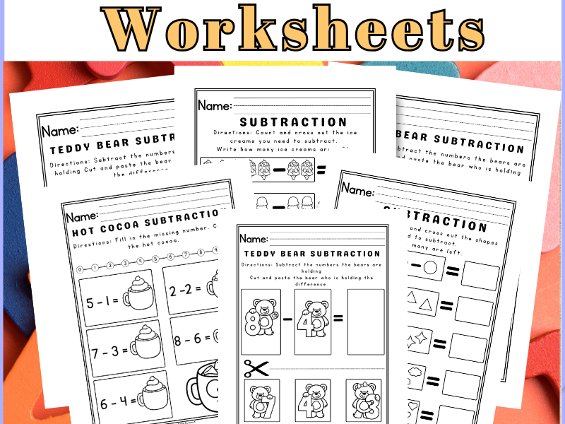 Preschool Math Subtraction Worksheets (FREE Download)