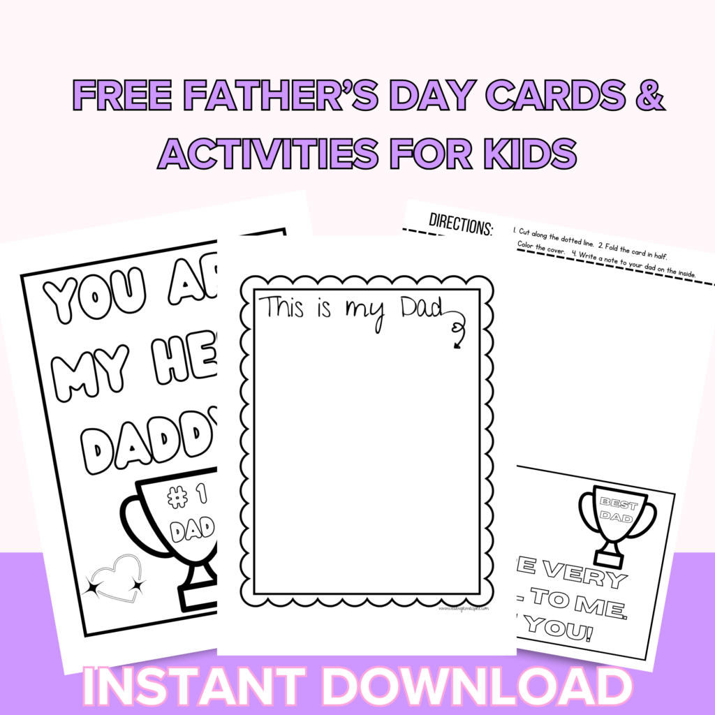 Free printable Father's Day cards and activities for kids