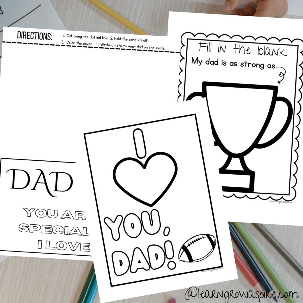 Free printable Father's Day cards and activities for kids.