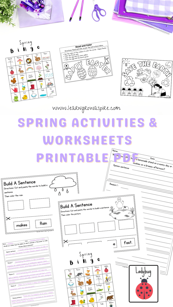 Spring printable worksheets and activities for kids pdf