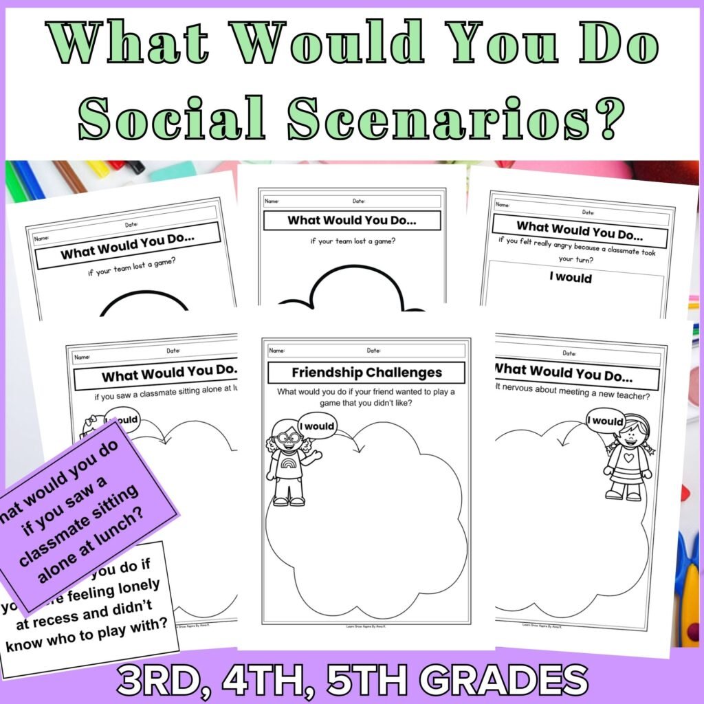 Social problem solving scenarios for kids activities for kids.