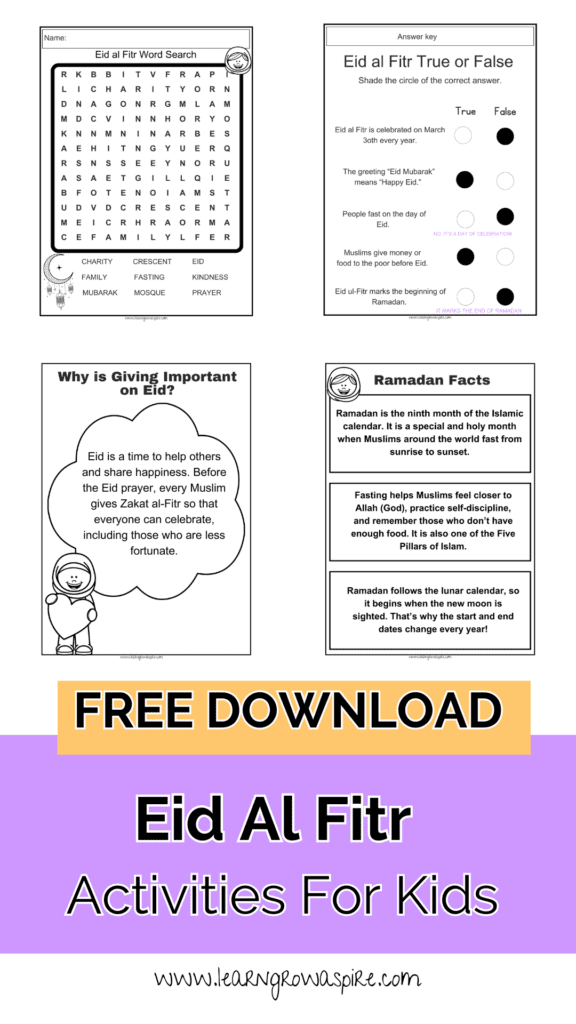 Free Eid al-Fitr Activities For Kids printable for kids. 