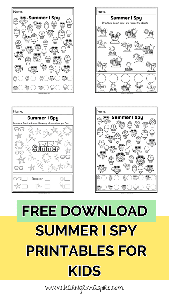 free summer printable activities for kids - I spy