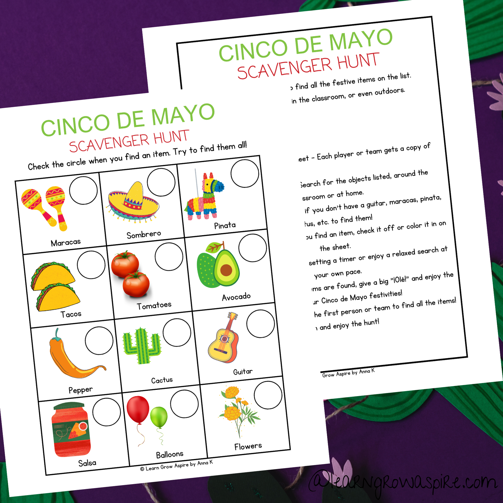 FREE Cinco de Mayo Scavenger Hunt Printable | Learn Grow Aspire