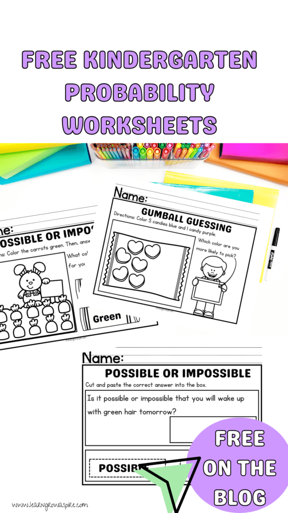 Probability Math Worksheets For Kindergarten Kids Free Download