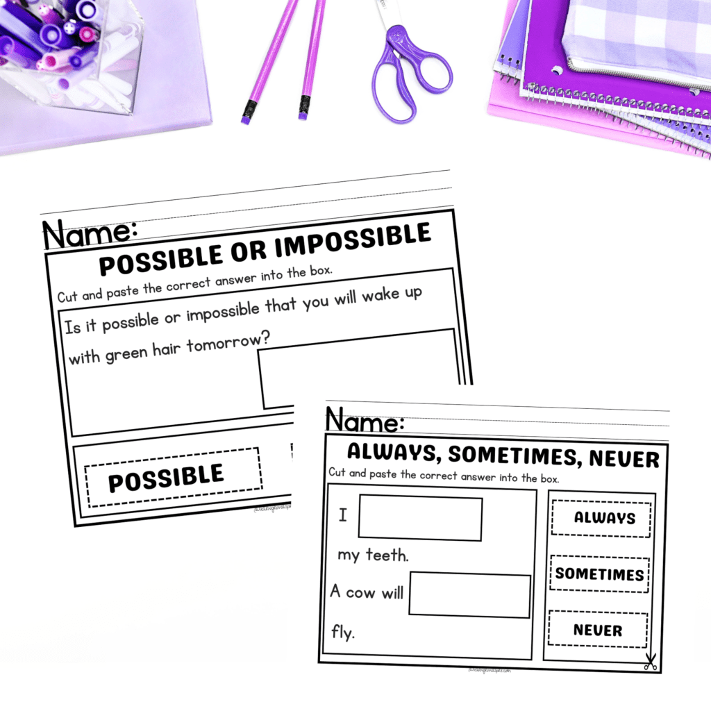 FREE PRINTABLE MATH WORKSHEETS TO HELP KINDERGARTENERS LEARN PROBABILITY.