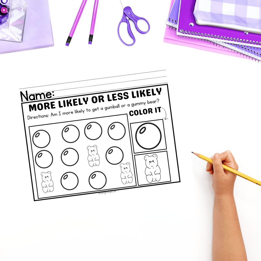 FREE PRINTABLE MATH WORKSHEETS TO HELP KINDERGARTENERS LEARN PROBABILITY.