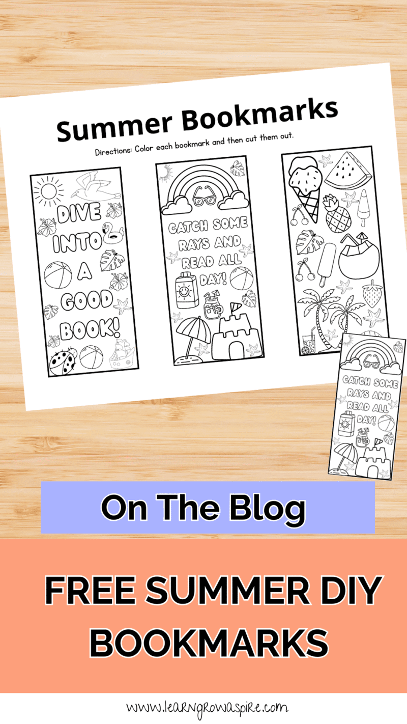 Free Printable Summer Coloring Bookmarks For Kids | Learn Grow Aspire