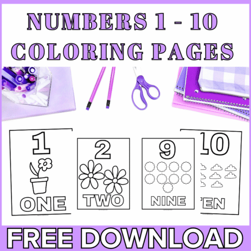Printable numbers 1 to 10 coloring activities for kids