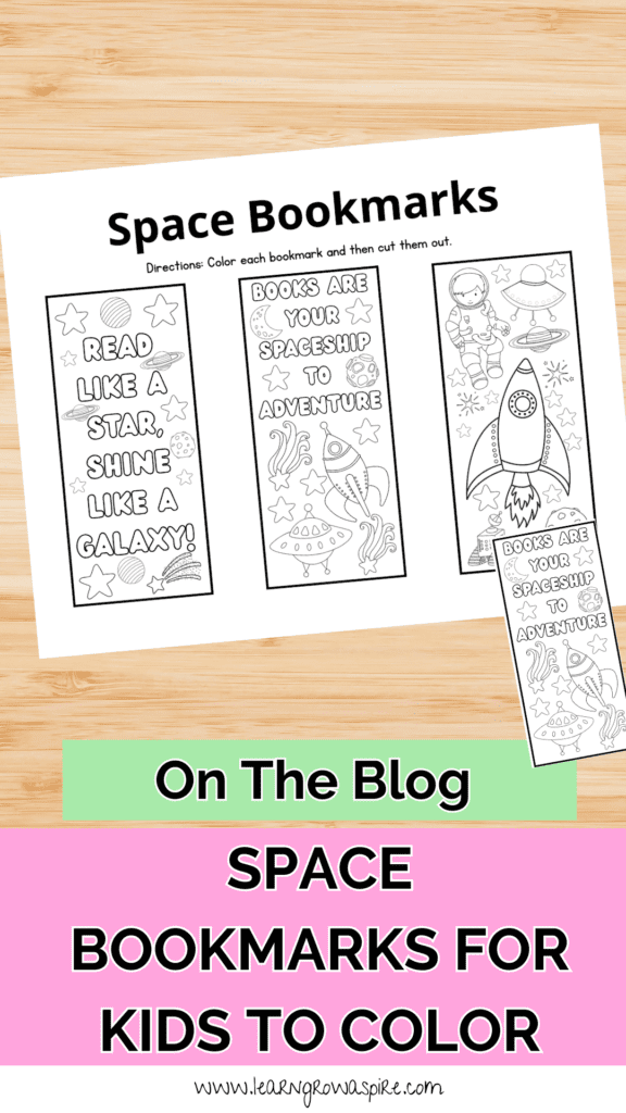 Free printable space bookmarks for kids. 