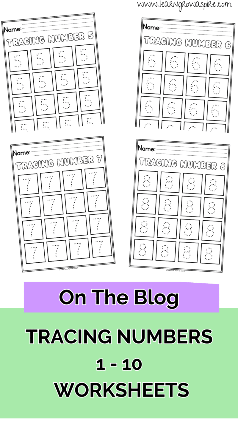 Tracing Numbers Free Printable 1-10 Worksheets | Learn Grow Aspire
