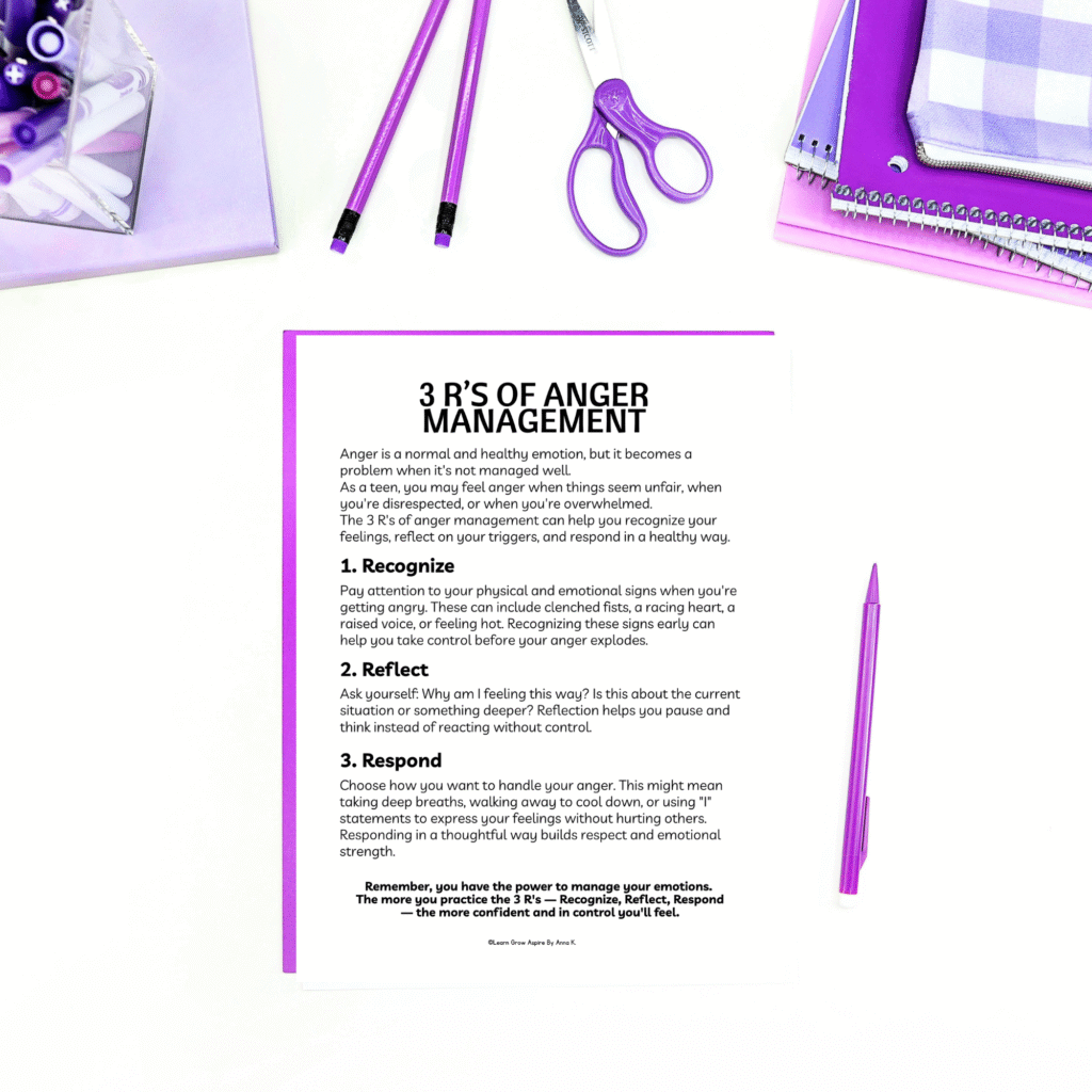 The 3 R's of anger management for teens.