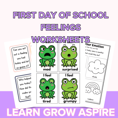 First Day Of School Feelings Worksheets