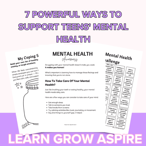 Adolescent mental health PDF worksheets