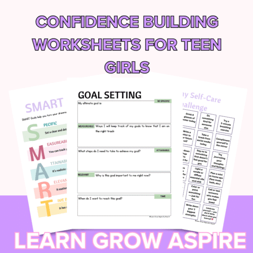 self esteem printable worksheets for teens.