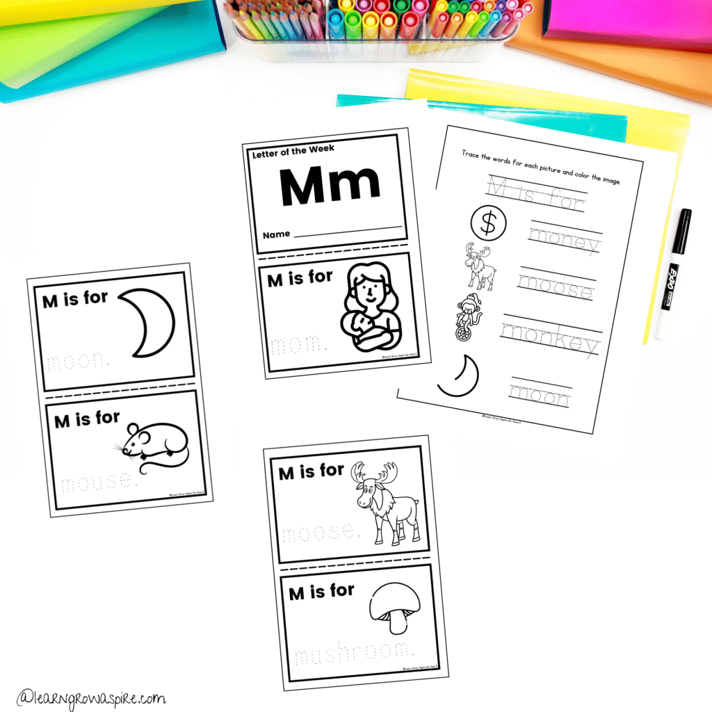 Letter M of the week free activities for preschoolers. 