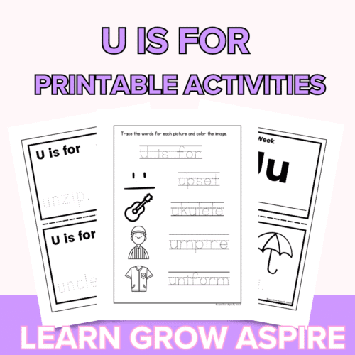free letter U is for printables for preschoolers.