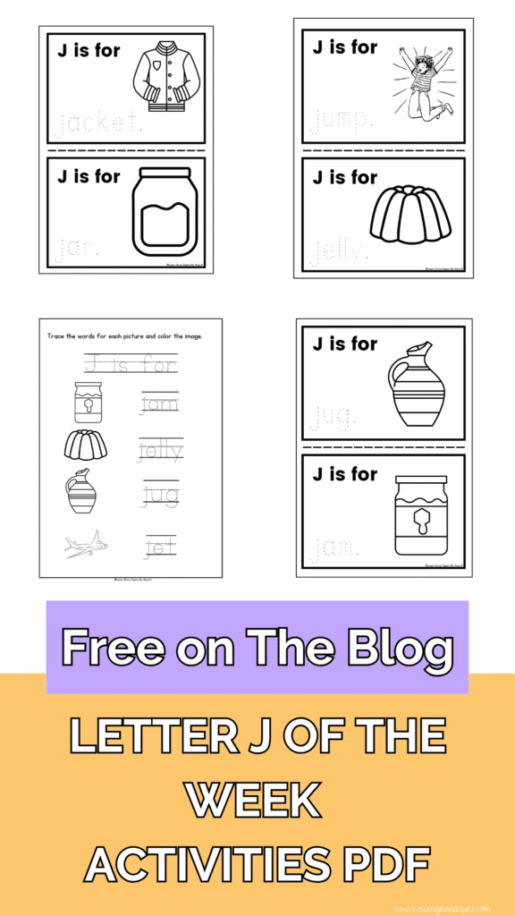 J words for kids worksheets.