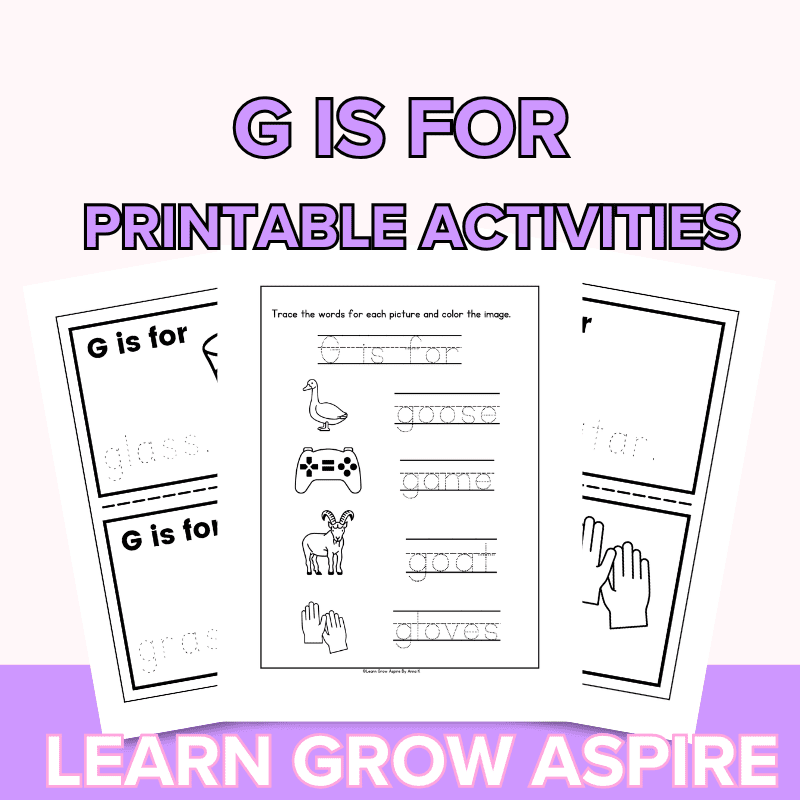 G is for printable worksheets for preschoolers. 