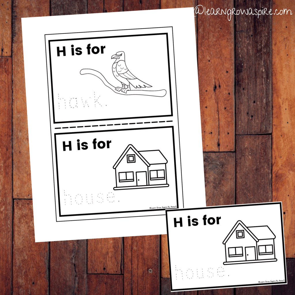 free preschool letter H activities printable pdf.