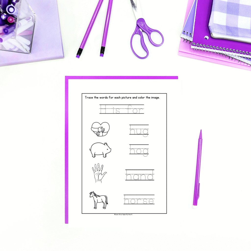 Letter H activities for preschoolers printable