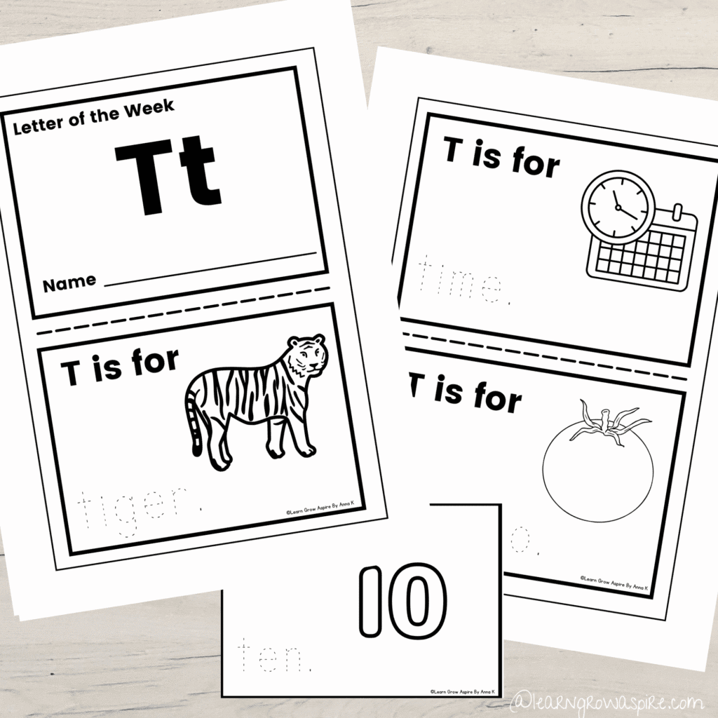 free printable t worksheets for preschoolers with T words free. 