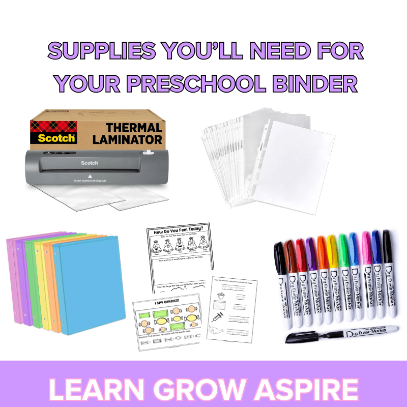 supplies needed to build your preschool /toddler busy binder