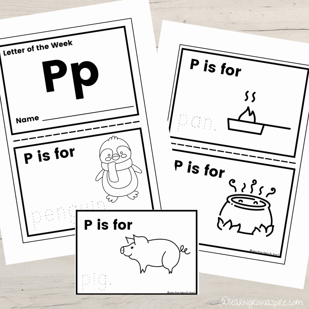 P is for printable preschool worksheets.