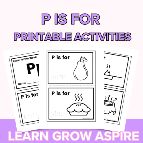 Free printable P is for worksheets to help toddlers learn new P words and practice their writing skills.