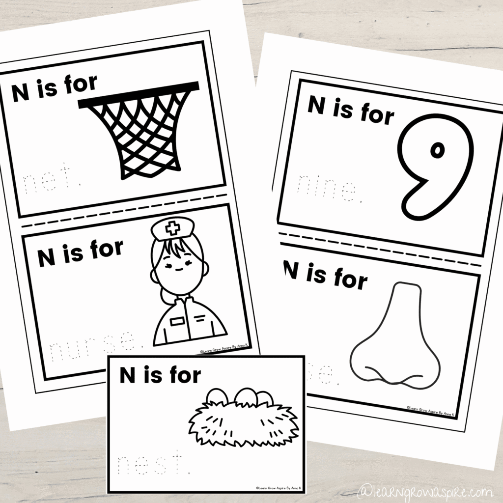 Free printable letter N of the week activities for preschoolers. 