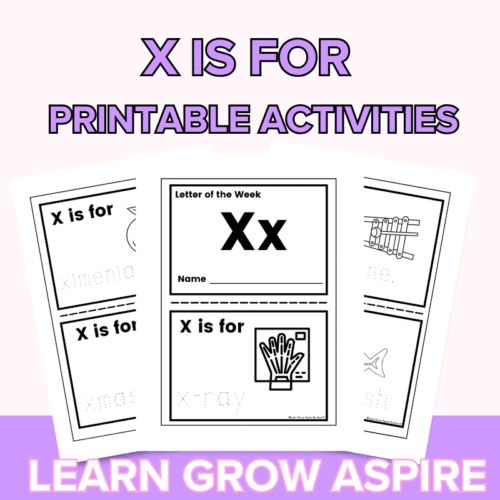 Free printable letter X is for words for kids activities.