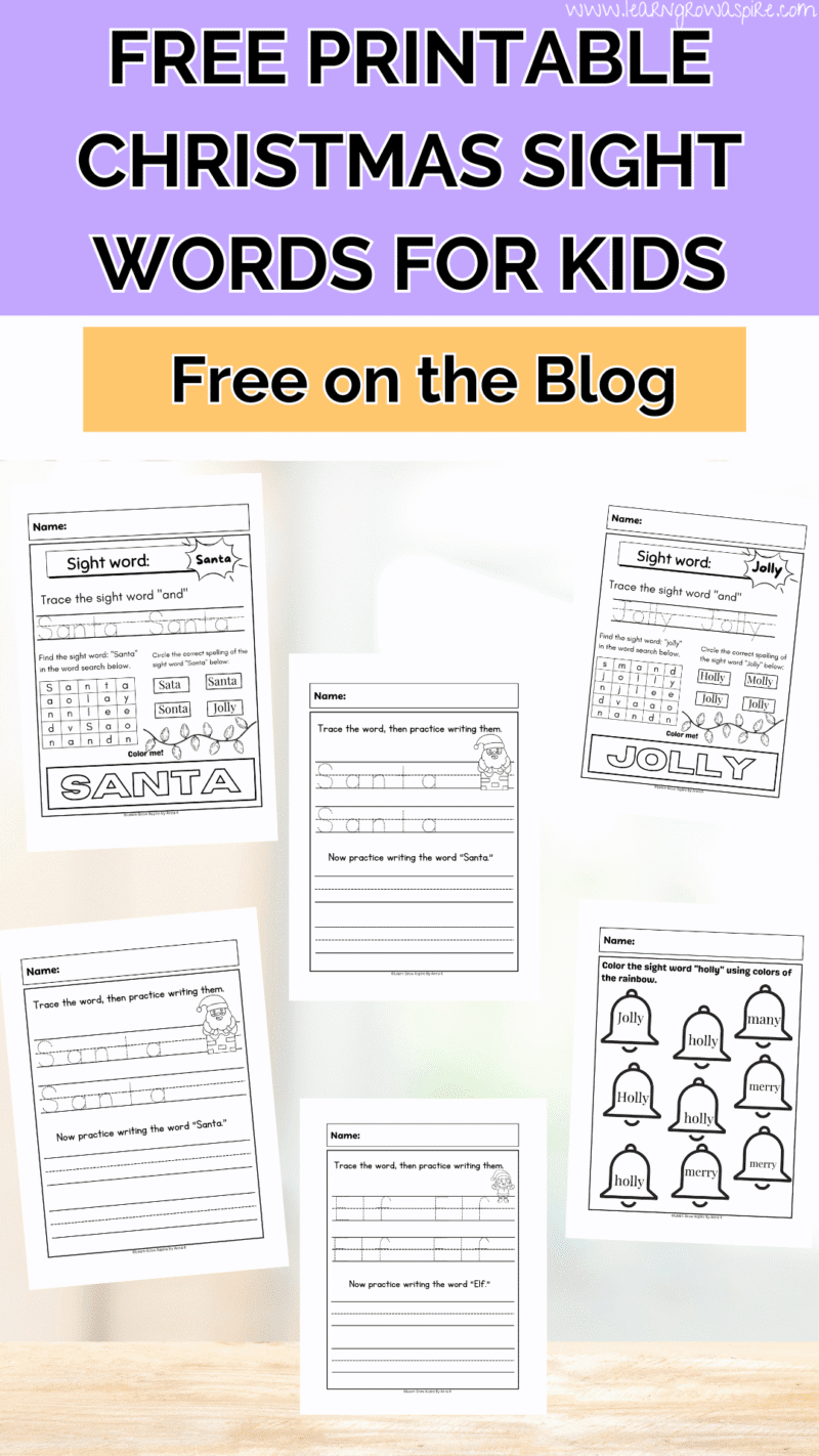Free Printable Christmas Sight Words For Kids | Learn Grow Aspire
