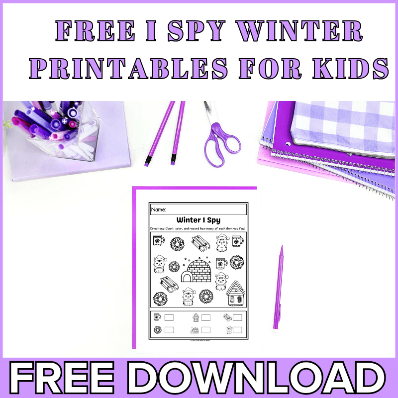 Fun and engaging winter I spy free printable for kids pdf.