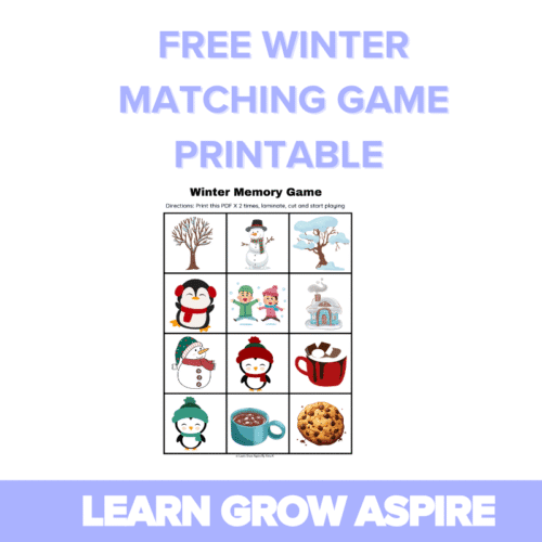 Free printable winter matching game for toddlers.