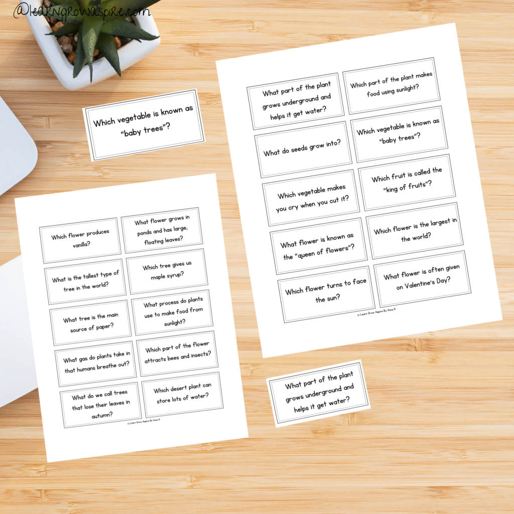 Plant trivia for kids with answers printable
