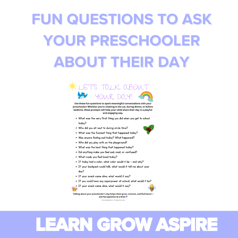 Fun questions to ask your preschooler about their day
