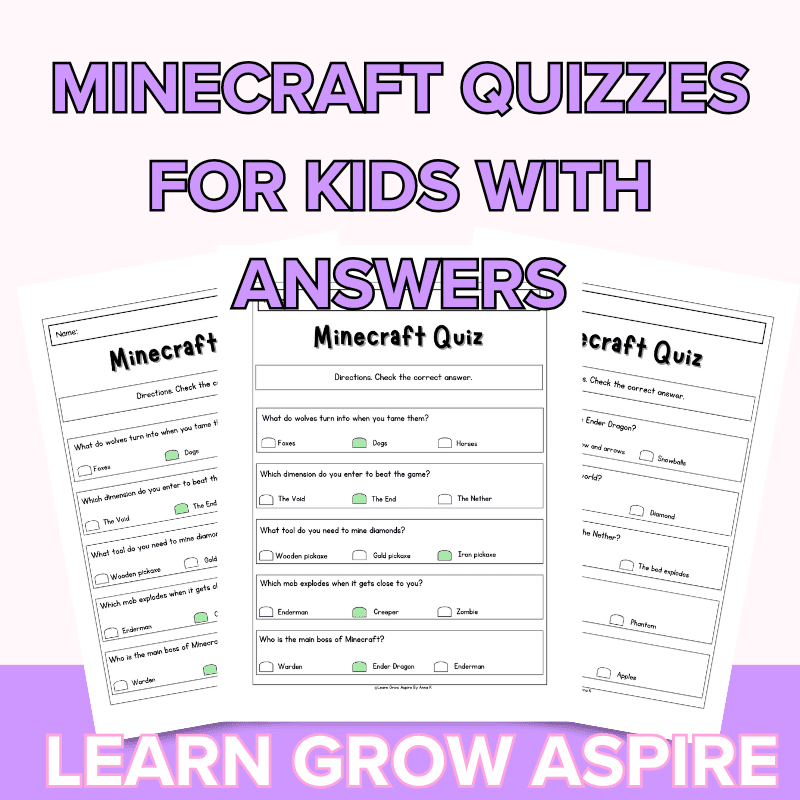 Minecraft Quizzes For Kids With Answers