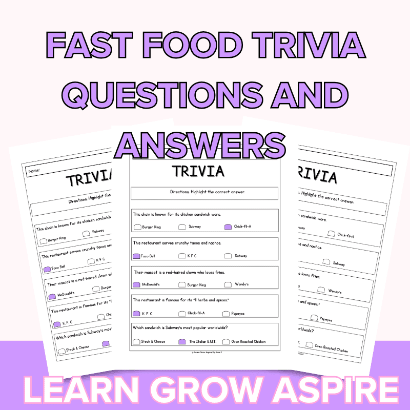 Fast food trivia questions and answers printable pdf