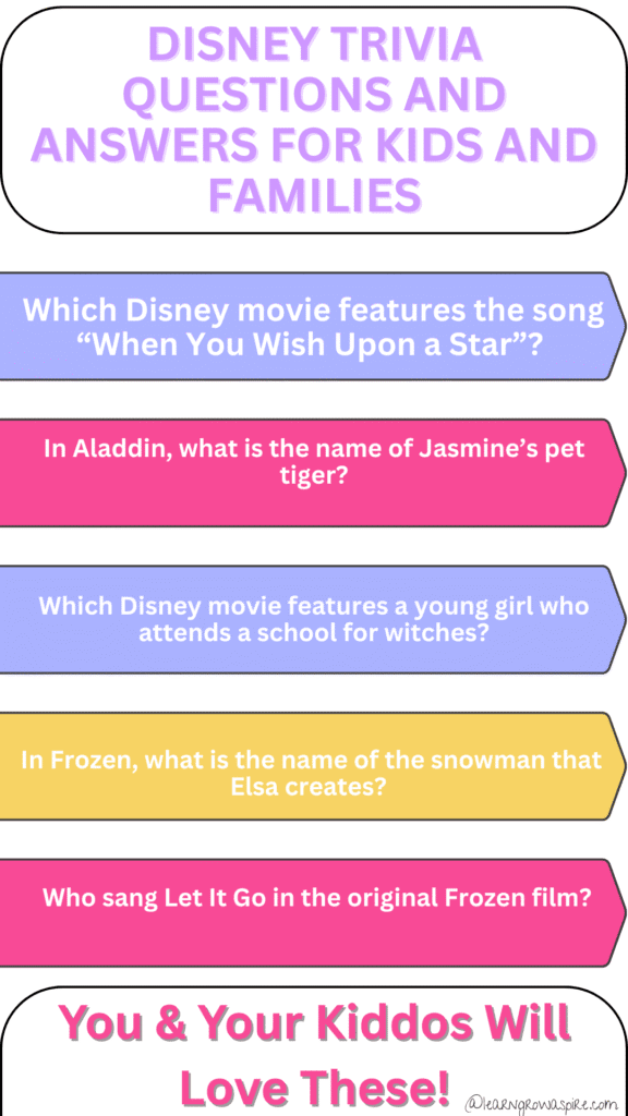 Disney quiz for kids with answers.