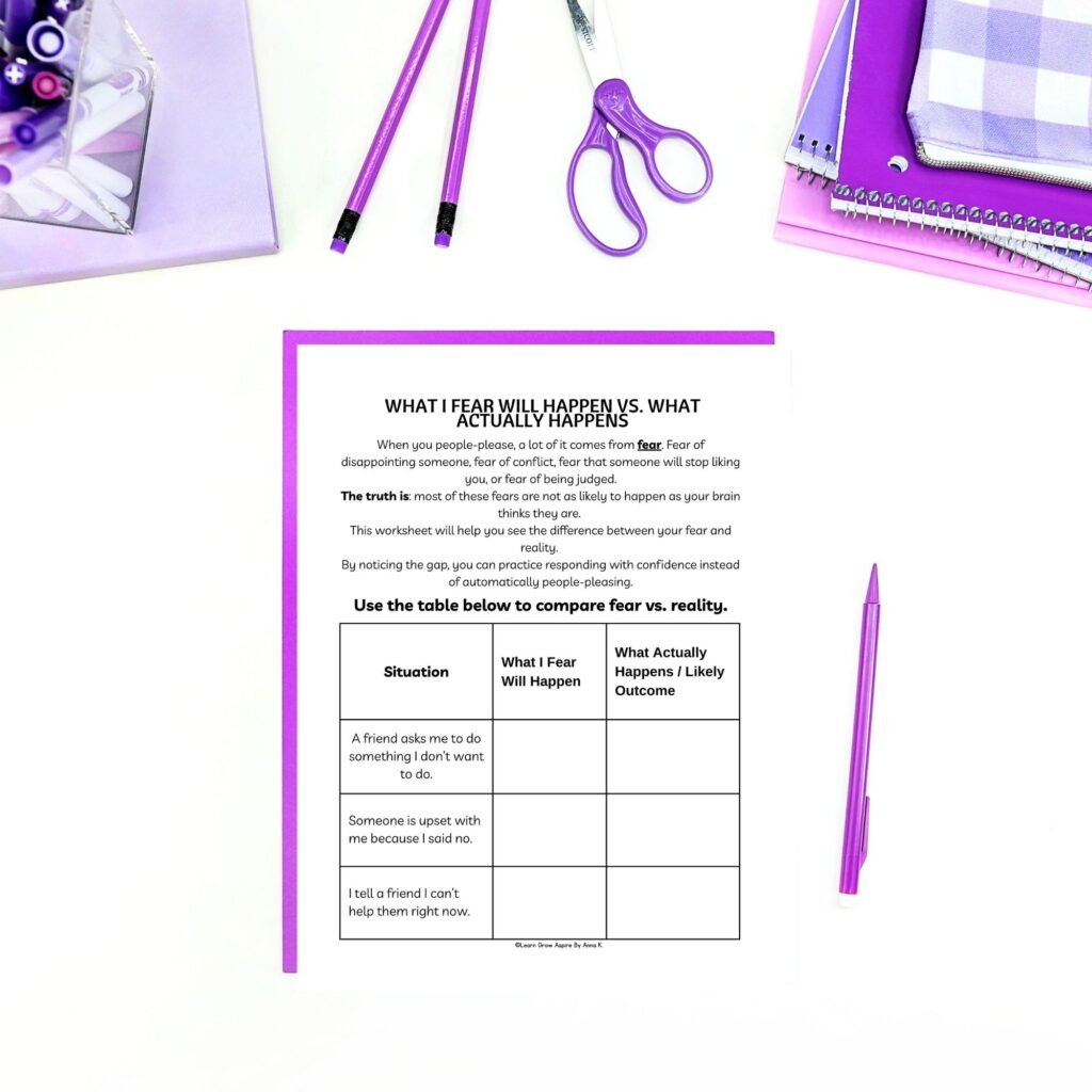 People Pleasing Worksheets For Teens pdf printable