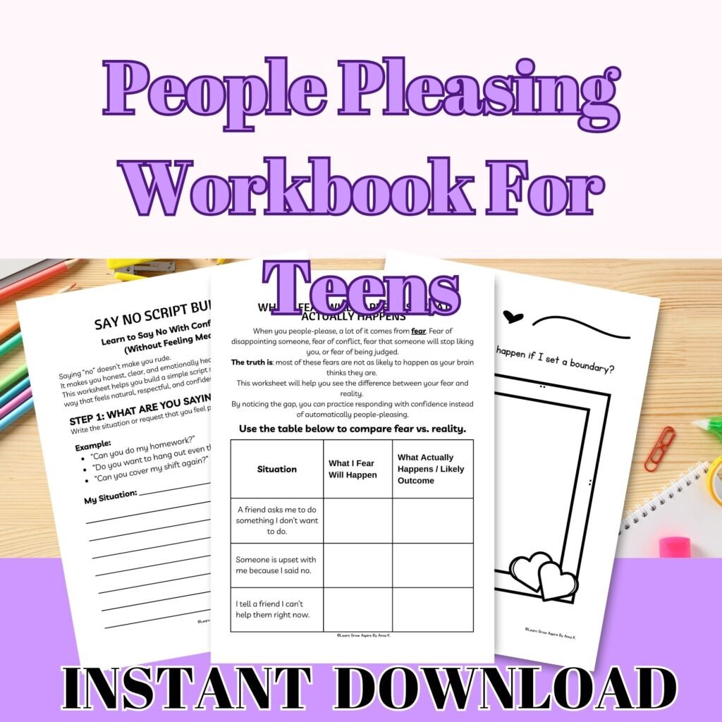 People pleasing Worksheet for teens printable PDF.