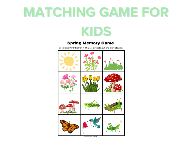 Spring Memory Matching Game (Free Printable PDF)