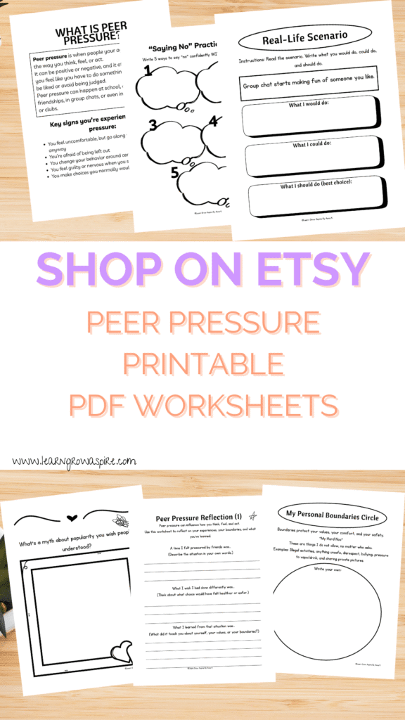  Powerful Strategies To Help Teens With Peer Pressure printable pdf worksheets.