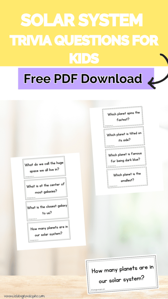 Printable solar system quiz cards for kids pdf free download