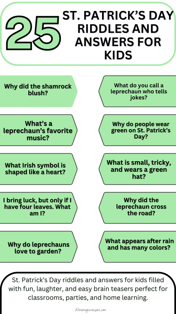 Fun St. Patrick's Day Riddles For Kids With Answers.