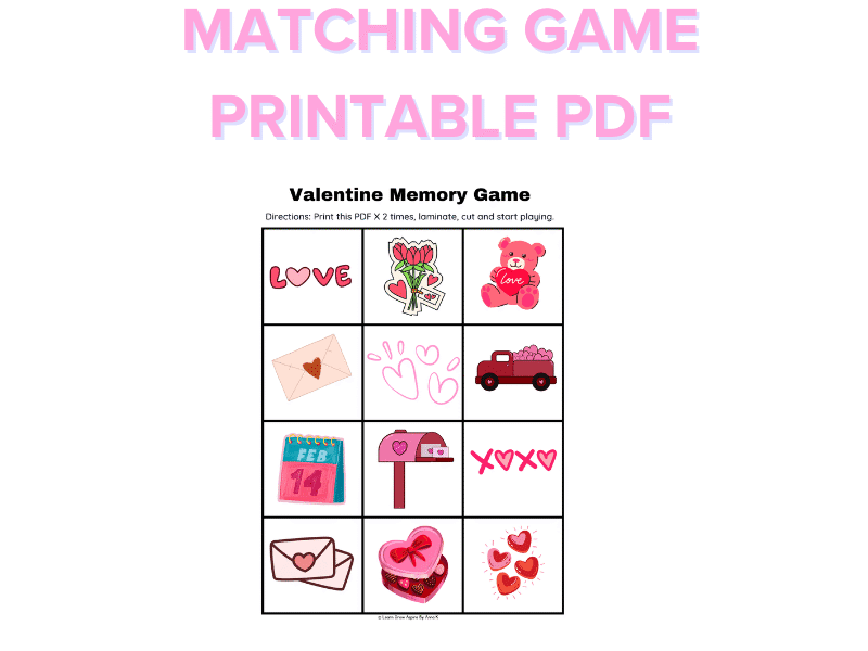 Valentine’s Day Matching Game Printable PDF