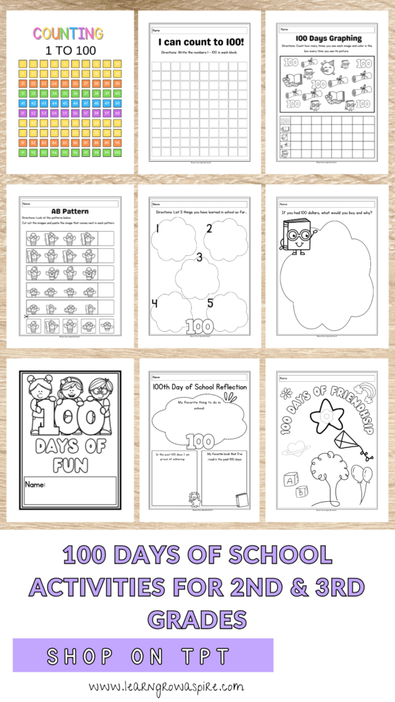 100 Days Of School Activities For 2nd & 3rd Grades